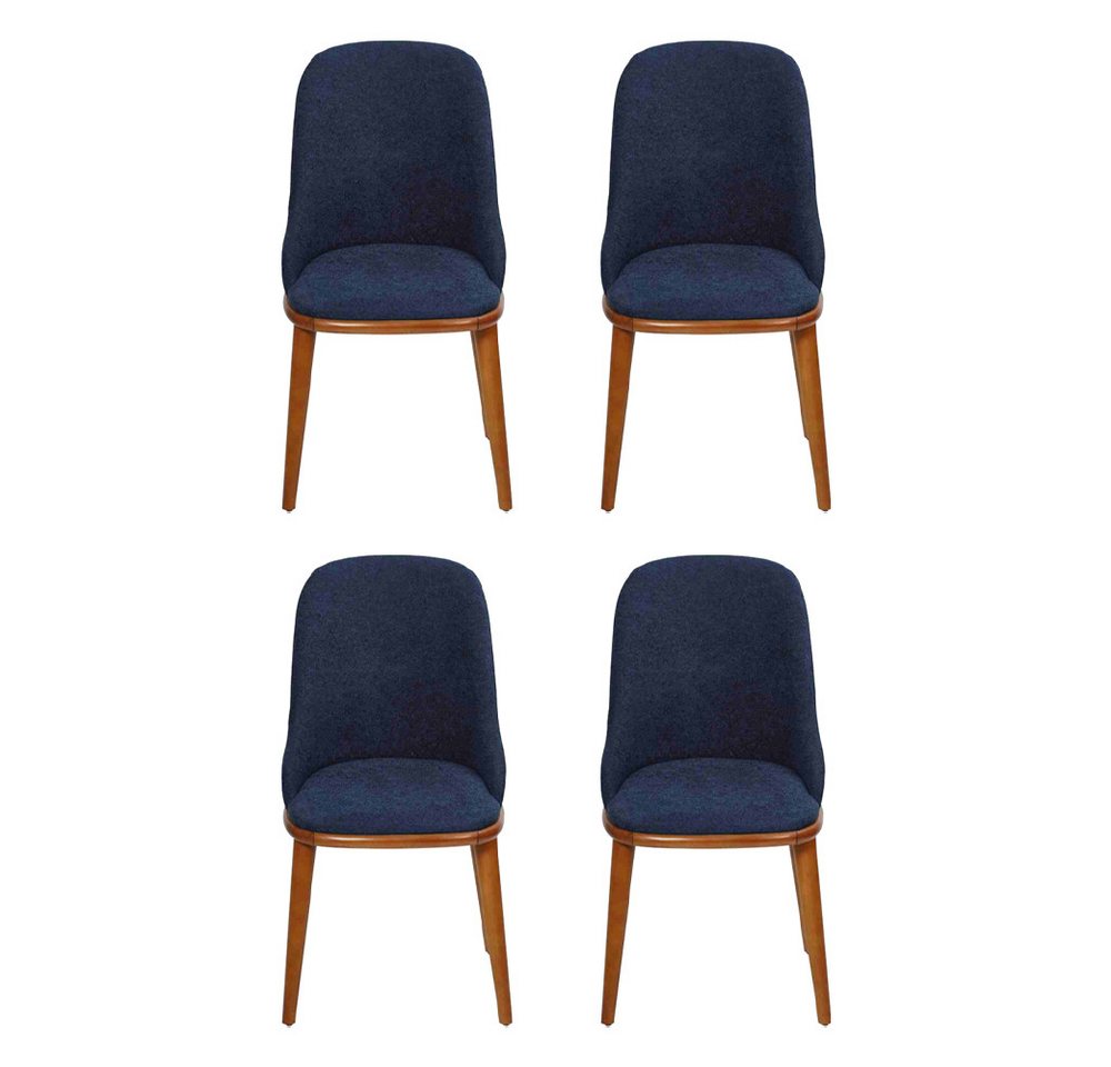 JVmoebel Esszimmerstuhl Blaue 4x Stühle Esszimmerstühle Designer Holzgestell Moderner (4 St), Made in Europa von JVmoebel