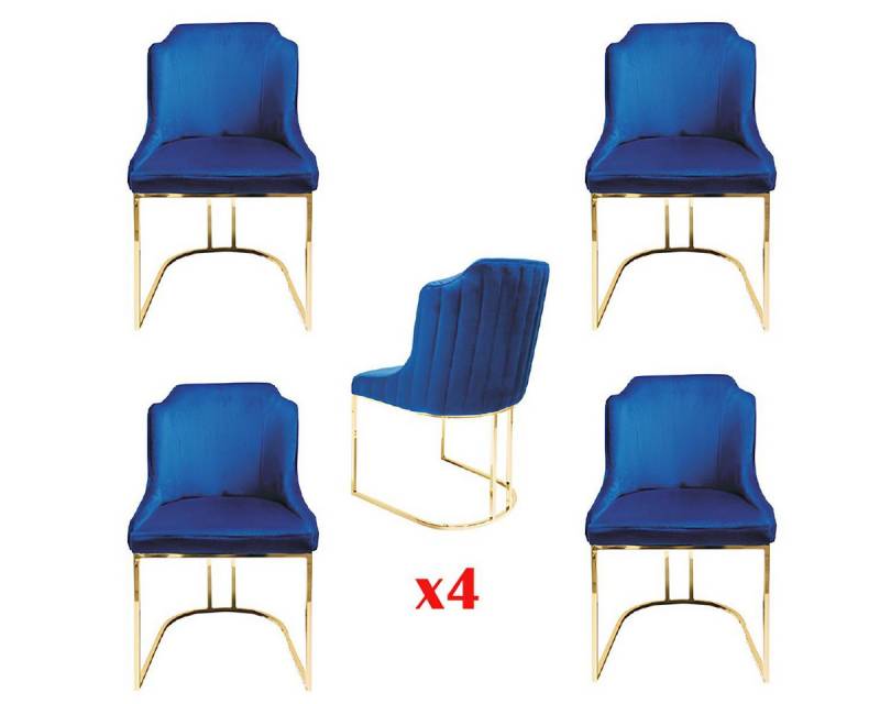 JVmoebel Esszimmerstuhl Blaues Sitzmöbelset mit 4 Polsterstühlen aus Holz, Made in Europa JVmoebel Esszimmerstuhl Blaues Sitzmöbelset mit 4 Polsterstühlen aus Holz, Made in Europa von JVmoebel