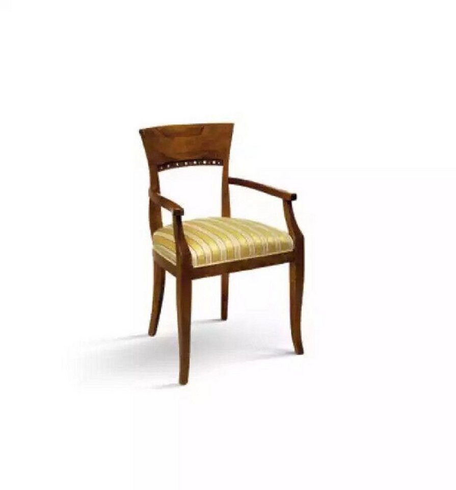 JVmoebel Esszimmerstuhl Brauner Stuhl mit Armlehnen Holz Klassische Möbel Polster Textil (1 St), Made in Italy von JVmoebel