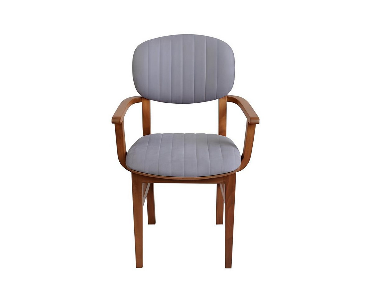 JVmoebel Esszimmerstuhl Designer Holzstuhl in Grau-Braun mit Armlehnen für Luxus Esszimmer (1 St), Made in Europa von JVmoebel