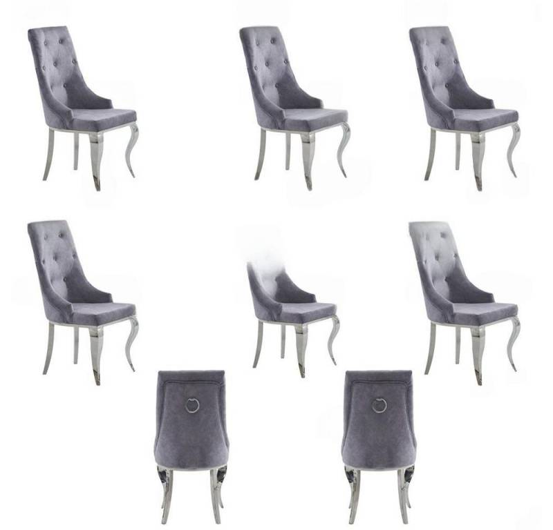 JVmoebel Esszimmerstuhl Designer Polsterstühle im Chesterfield-Stil aus Textil Neu (6 St), Made in Europa von JVmoebel