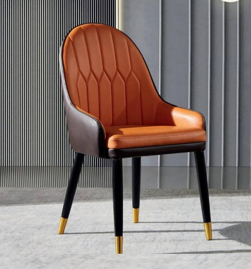 JVmoebel Esszimmerstuhl Designer Stuhl in Braun und Orange - Moderner Esszimmer-Lehnstuhl (1 St), Made in Europa von JVmoebel