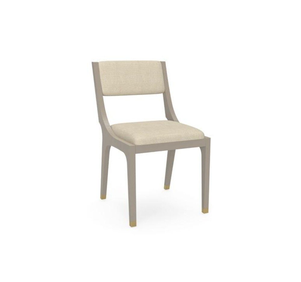 JVmoebel Esszimmerstuhl Eleganter Esszimmerstuhl aus Stoff in Weiß mit Echtholzbeinen (1 St), Made in Europa von JVmoebel