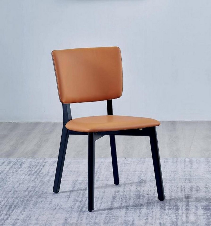 JVmoebel Esszimmerstuhl Eleganter Polsterstuhl in Orange-Schwarz für das Esszimmer aus Holz (1 St), Made in Europa von JVmoebel