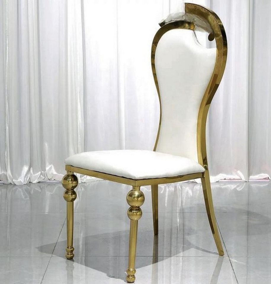 JVmoebel Esszimmerstuhl Eleganter Polsterstuhl in Weiß-Gold für das Esszimmer (1 St), Made in Europa von JVmoebel