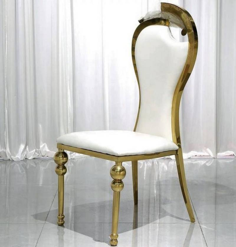 JVmoebel Esszimmerstuhl Eleganter Polsterstuhl in Weiß-Gold für das Esszimmer (1 St), Made in Europa von JVmoebel