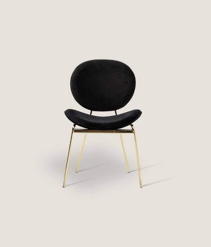 JVmoebel Esszimmerstuhl Eleganter schwarzer Stuhl mit Edelstahlbeinen für das Esszimmer (1 St), Made in Europa von JVmoebel