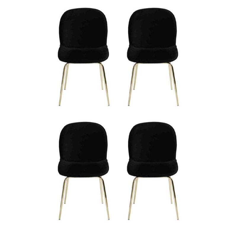 JVmoebel Esszimmerstuhl Garnitur Schwarz Stühle 4x Stuhl Set Textil Polster Sitz Edelstahl (4 St), Made in Europa von JVmoebel