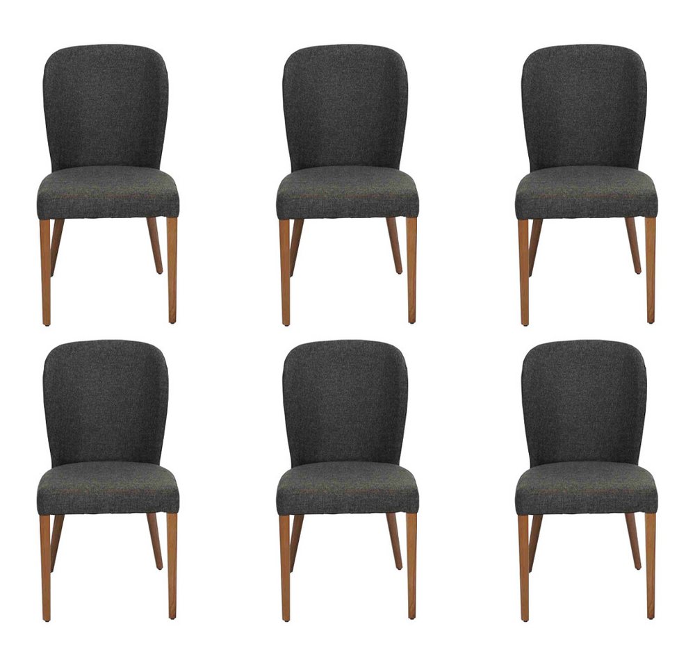 JVmoebel Esszimmerstuhl Grau Luxuriöse Holzstühle im modernen Design, Set mit 6 Stück (6 St), Made in Europa von JVmoebel
