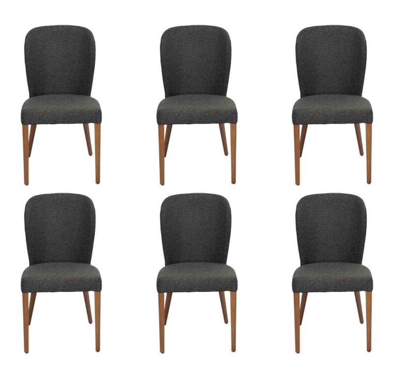 JVmoebel Esszimmerstuhl Grau Luxuriöse Holzstühle im modernen Design, Set mit 6 Stück (6 St), Made in Europa von JVmoebel