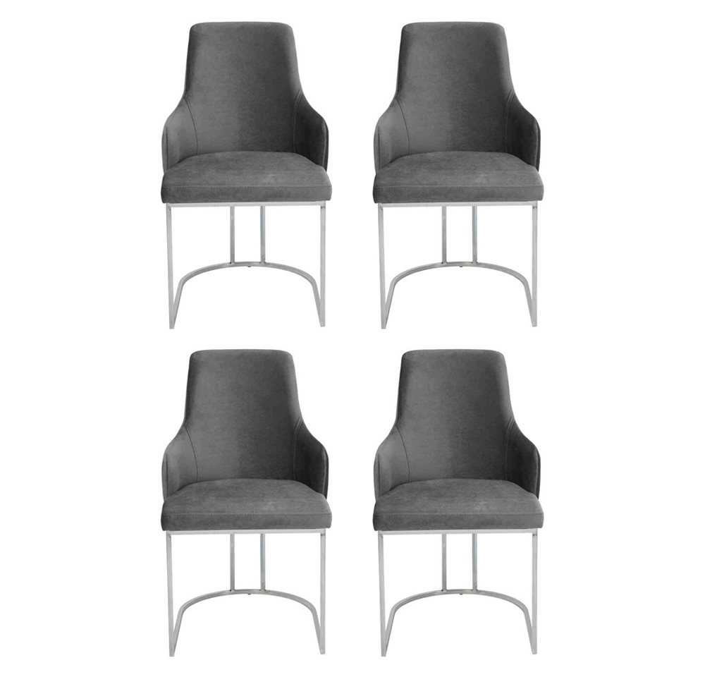 JVmoebel Esszimmerstuhl Grauer Stuhl-Set Esszimmerstühle Luxuriöse Sitzmöbel Küchen Möbel 4tlg (4 St), Made in Europa von JVmoebel