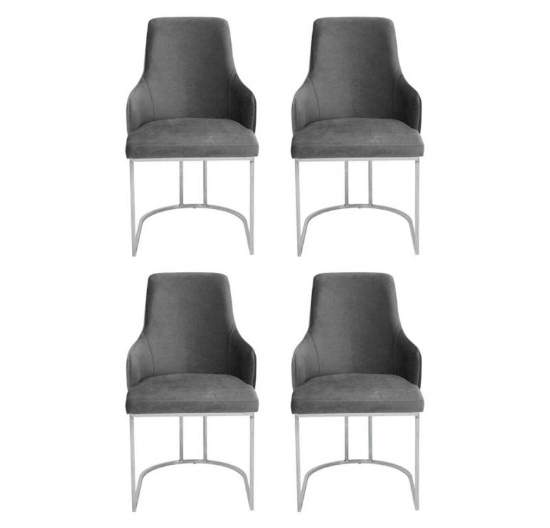 JVmoebel Esszimmerstuhl Grauer Stuhl-Set Esszimmerstühle Luxuriöse Sitzmöbel Küchen Möbel 4tlg (4 St), Made in Europa von JVmoebel