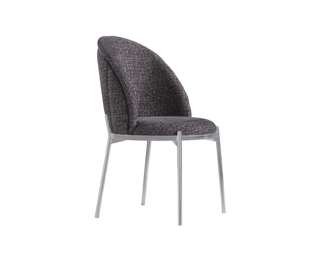 JVmoebel Esszimmerstuhl Hochwertiger Polsterstuhl Grau Metall Esszimmer Küchenstuhl Modern (1 St), Made in Europe von JVmoebel