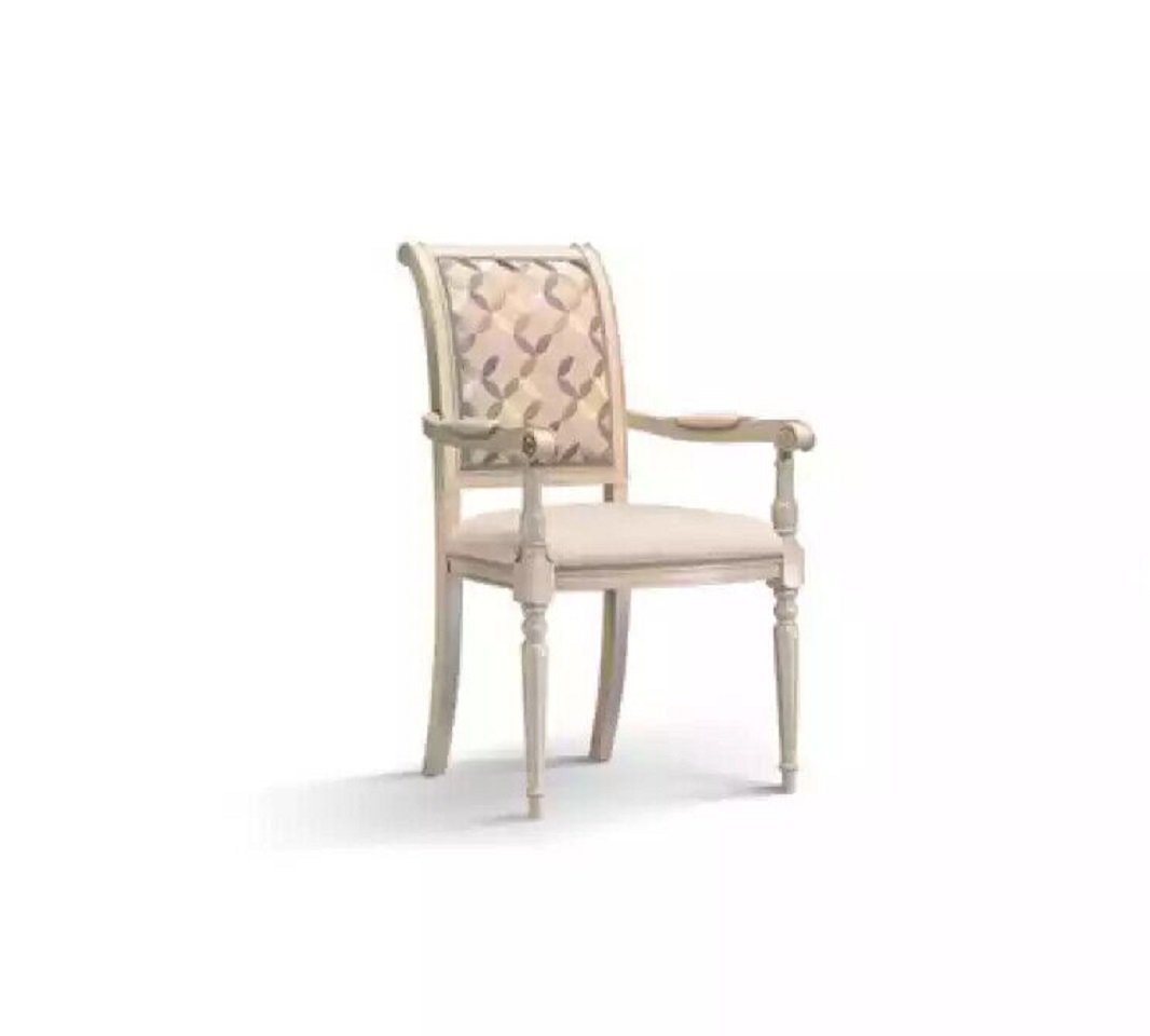 JVmoebel Esszimmerstuhl Klassisch Esszimmer Stuhl Polster mit Armlehne Beige Design Lehnstuhl (1 St), Made in Italy von JVmoebel