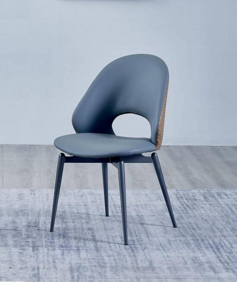 JVmoebel Esszimmerstuhl Luxuriöse graue Polsterstühle für das Esszimmer aus Holz (1 St), Made in Europa von JVmoebel