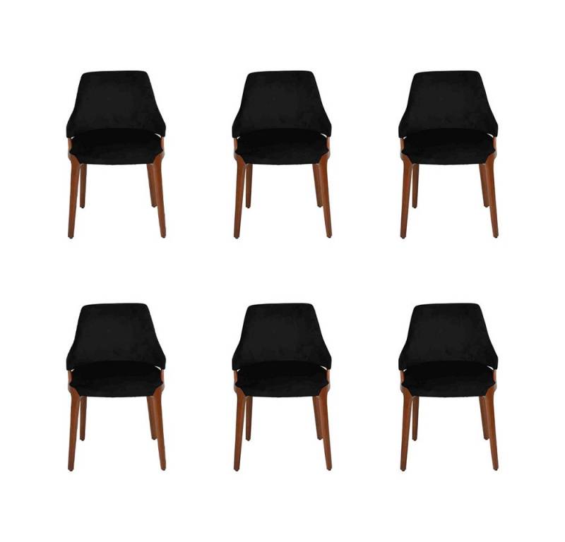 JVmoebel Esszimmerstuhl Luxuriöse schwarze Hölzerne Stühle im modernen Design für Ihr Zuhause (6 St), Made in Europa von JVmoebel
