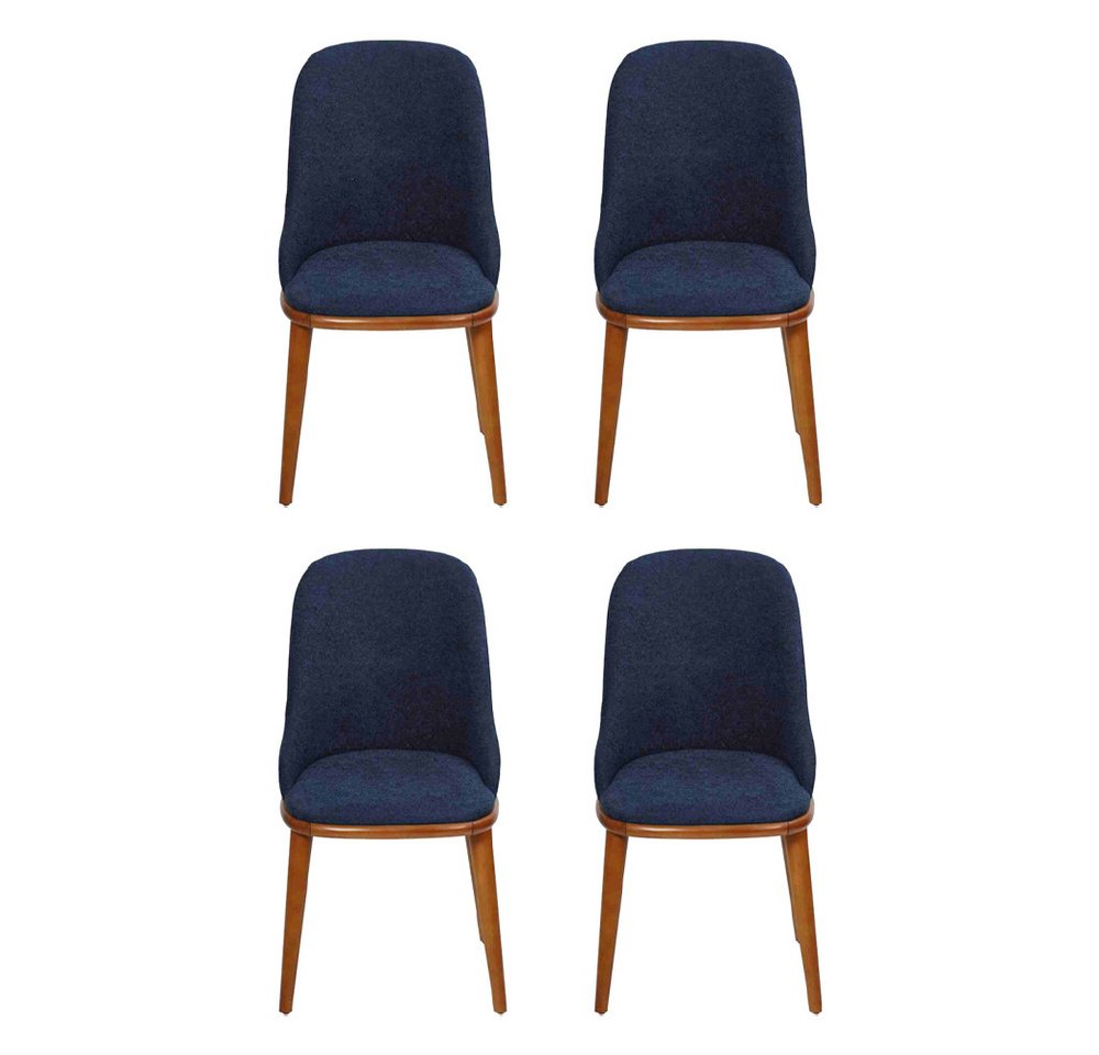 JVmoebel Esszimmerstuhl Moderne Esszimmerstühle in Blau mit Designer-Holzgestell (4 St), Made in Europa von JVmoebel
