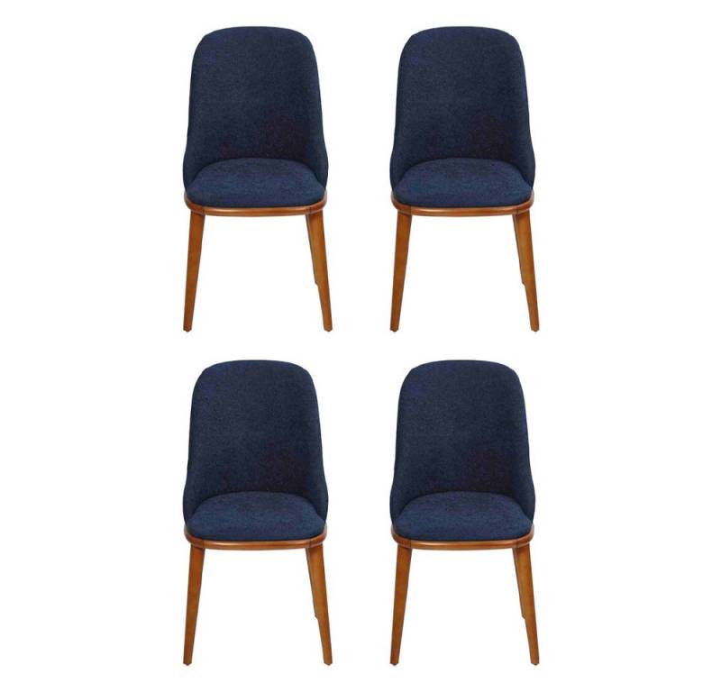 JVmoebel Esszimmerstuhl Moderne Esszimmerstühle in Blau mit Designer-Holzgestell (4 St), Made in Europa von JVmoebel