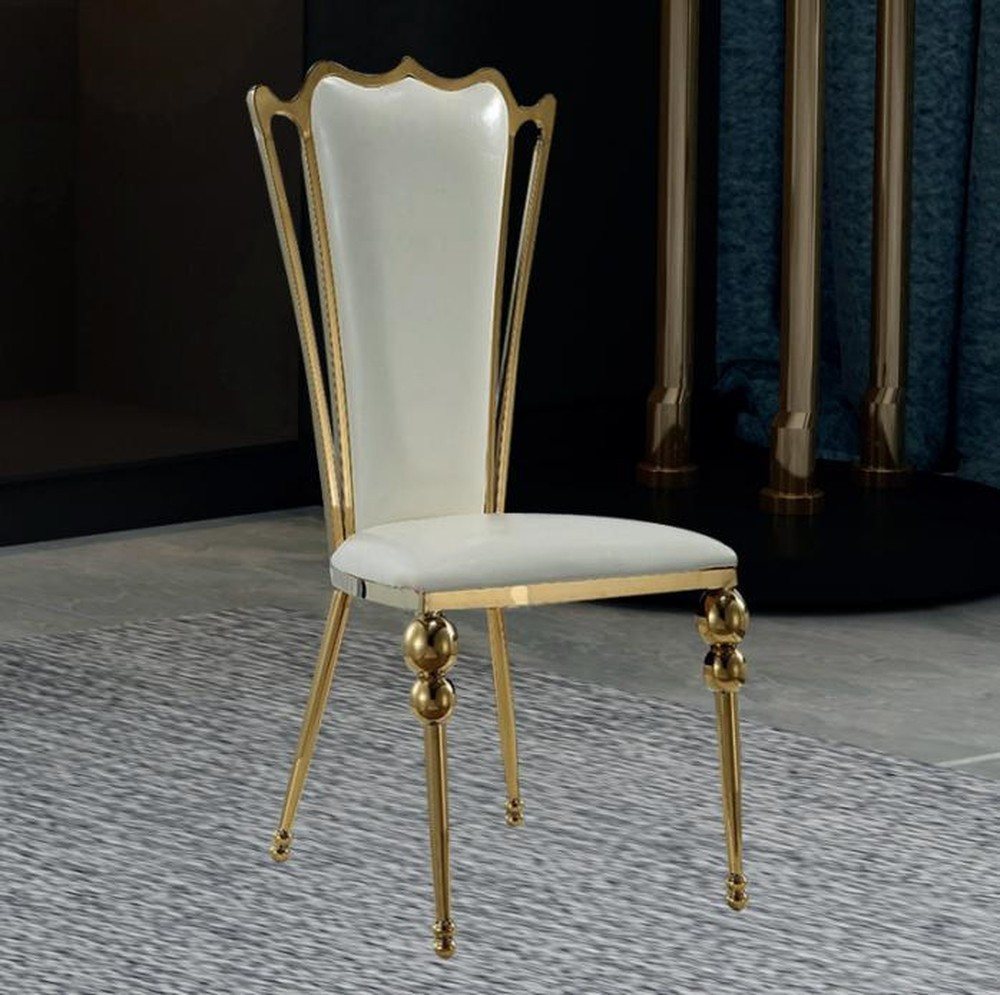 JVmoebel Esszimmerstuhl Moderne Polsterstühle in Weiß-Gold für das Esszimmer (1 St), Made in Europa von JVmoebel