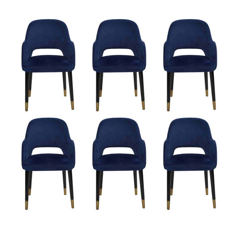 JVmoebel Esszimmerstuhl Moderne blaue Esszimmerstühle aus Holz - Luxus Küchenmöbel (6 St), Made in Europa von JVmoebel