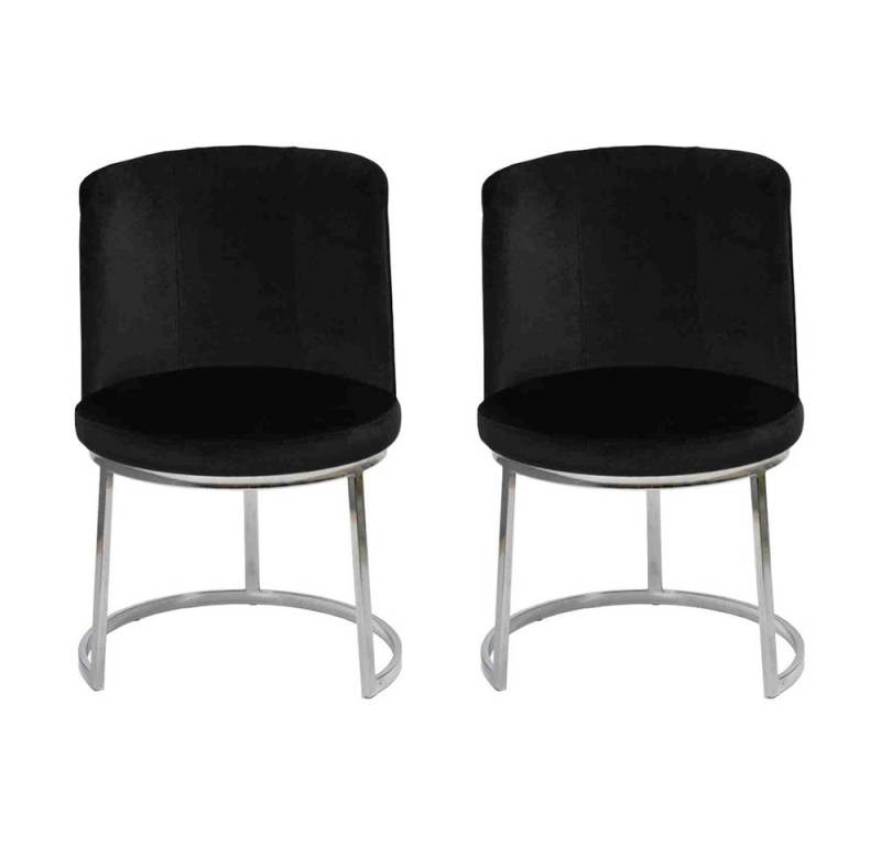 JVmoebel Esszimmerstuhl Moderne schwarze Designerstühle mit Edelstahlfüßen - 2 Stück (2 St), Made in Europa von JVmoebel