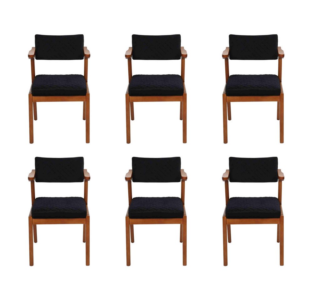 JVmoebel Esszimmerstuhl Moderne schwarze Esszimmerstühle aus Holz im eleganten Design (6 St), Made in Europa von JVmoebel