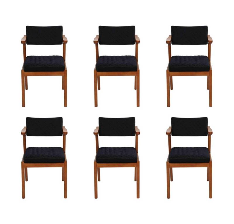 JVmoebel Esszimmerstuhl Moderne schwarze Esszimmerstühle aus Holz im eleganten Design (6 St), Made in Europa von JVmoebel