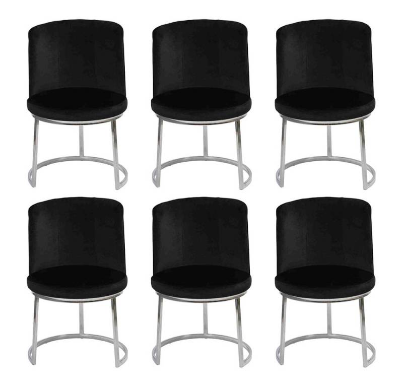 JVmoebel Esszimmerstuhl Moderne schwarze Stühle mit Edelstahlbeinen für das Esszimmer (6 St), Made in Europa von JVmoebel