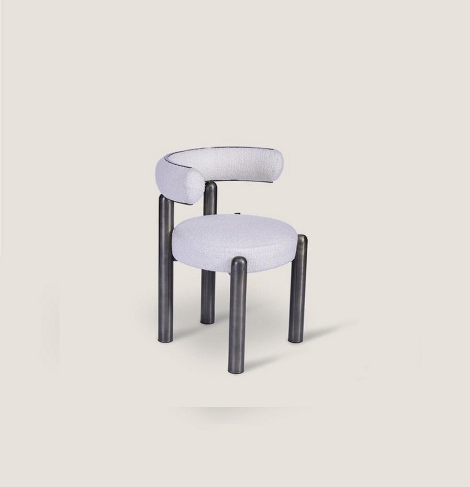 JVmoebel Esszimmerstuhl Schicker Weißer Esszimmerstuhl mit Polsterung und Metallbeinen (1 St), Made in Europa von JVmoebel