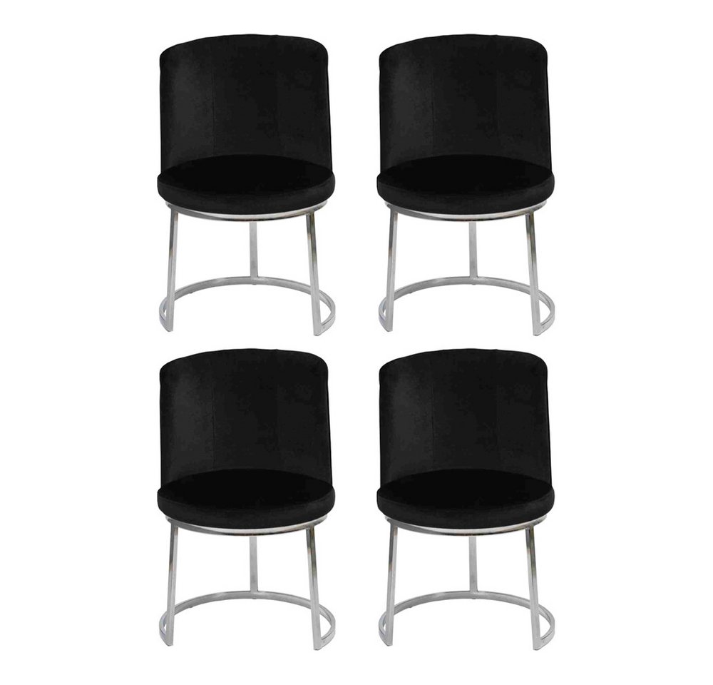 JVmoebel Esszimmerstuhl Schwarzer 4x Stühle mit Edelstahlfüßen Moderne Esszimmerstühle (4 St), Made in Europa von JVmoebel
