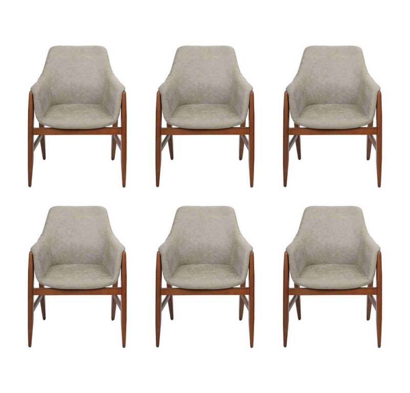 JVmoebel Esszimmerstuhl Zeitgemäße graue Esszimmerstühle aus Holz – Set von 6 Lehnstühlen (6 St), Made in Europa von JVmoebel