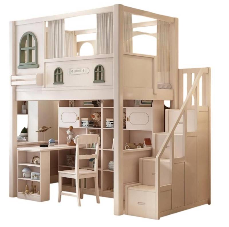 JVmoebel Etagenbett Hochbett Etagenbett mit Schreibtisch in Weiß für Kinderzimmer, Made in Europe von JVmoebel