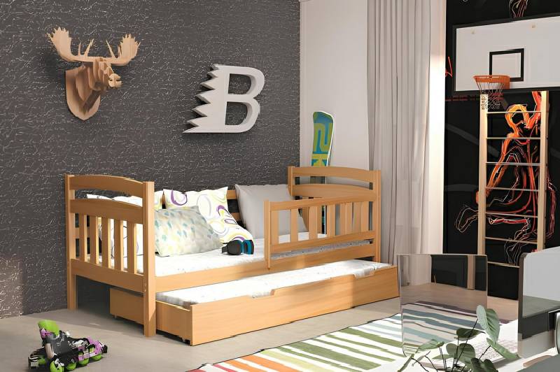 JVmoebel Etagenbett Kinderbett STOCKBETT Massivholz Ausziehbett DOPPELBETT KACPER2 Neu, Made in Europe von JVmoebel
