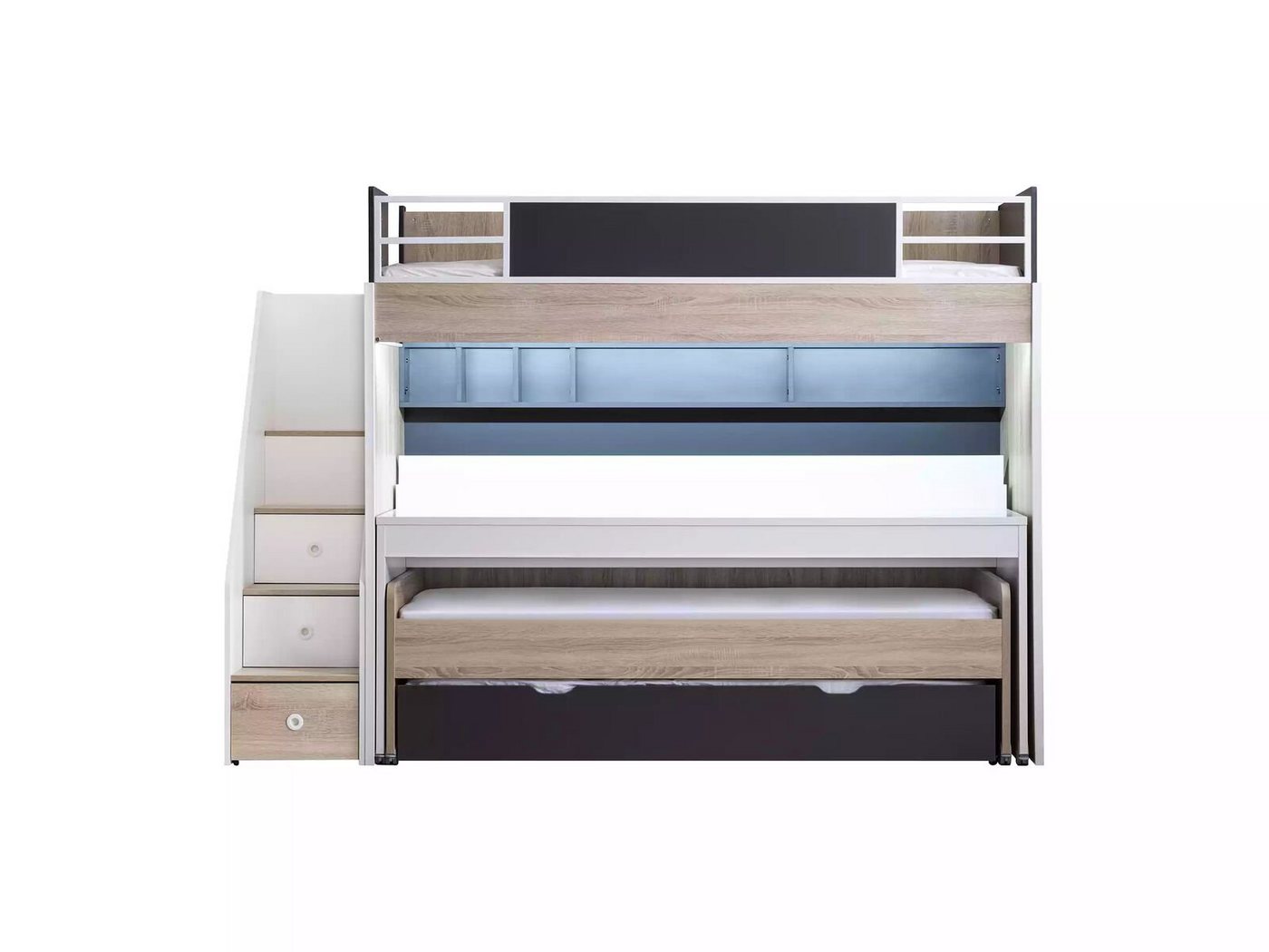 JVmoebel Etagenbett Luxus Etagenbett Bett 3 Schlafplätze Multifunktionsbett Holz Hochbett (1-St., Nur Etagenbett), Made in Europe von JVmoebel
