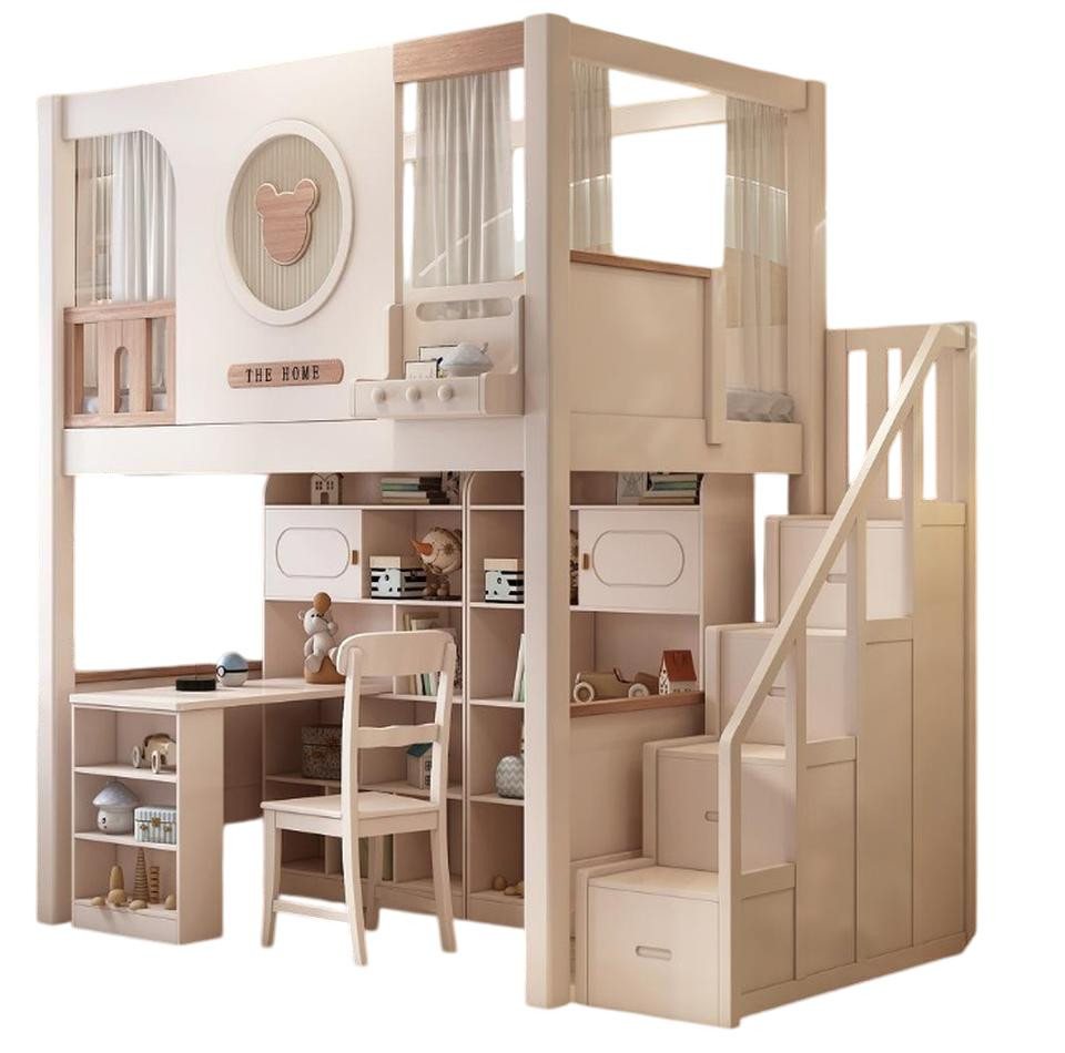 JVmoebel Etagenbett Weißes Kinderbett Hochbett mit Schreibtisch aus Holz, Etagenbett, Made in Europe JVmoebel Etagenbett Weißes Kinderbett Hochbett mit Schreibtisch aus Holz, Etagenbett, Made in Europe von JVmoebel