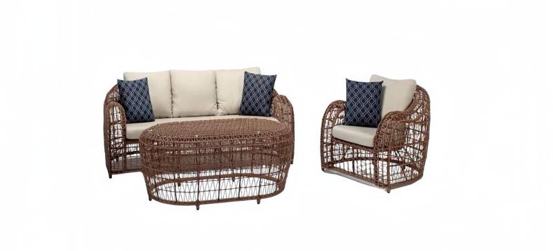 JVmoebel Gartenlounge-Set Außenmöbel Garten Rattanmöbel Möbel Balkonmöbel Terrassenmöbel Sofa, (3tlg Set(Sofa 3 Sitzer+Sessel+Couchtisch), Made in Europa von JVmoebel