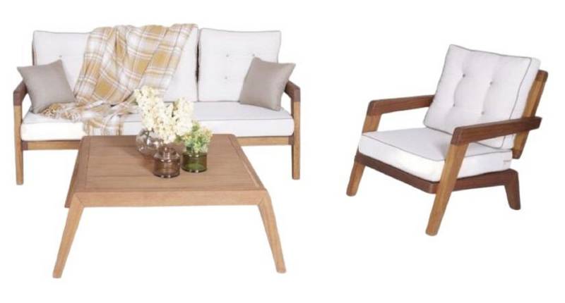 JVmoebel Gartenlounge-Set Designer Gartenmöbel Sofa 3 Sitzer Sitzmöbel Sessel Moderne Couchtisch, (3-tlg., 3tlg Gartenmöbel Set (Sofa 3 Sitzer + Sessel + Couchtisch), Made in Europa von JVmoebel