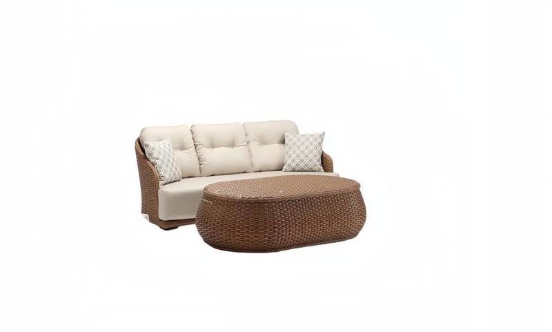 JVmoebel Gartenlounge-Set Garten Rattanmöbel Sofagarnitur Terrasse Set Balkon Outdoor Lounge, (2tlg Set(Sofa 3 Sitzer+Couchtisch), Made in Europa von JVmoebel
