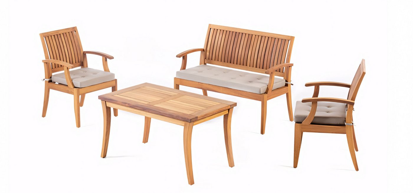 JVmoebel Gartenlounge-Set Gartenmöbel-Set in Grau – Stilvolle Polyester-Möbel für Terrasse, (1-tlg., Sofa 2 Sitzer, 2x Sessel, Couchtisch), Made in Europe von JVmoebel