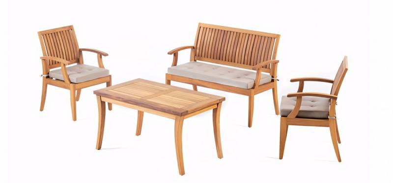 JVmoebel Gartenlounge-Set Gartenmöbel-Set in Grau – Stilvolle Polyester-Möbel für Terrasse, (1-tlg., Sofa 2 Sitzer, 2x Sessel, Couchtisch), Made in Europe von JVmoebel