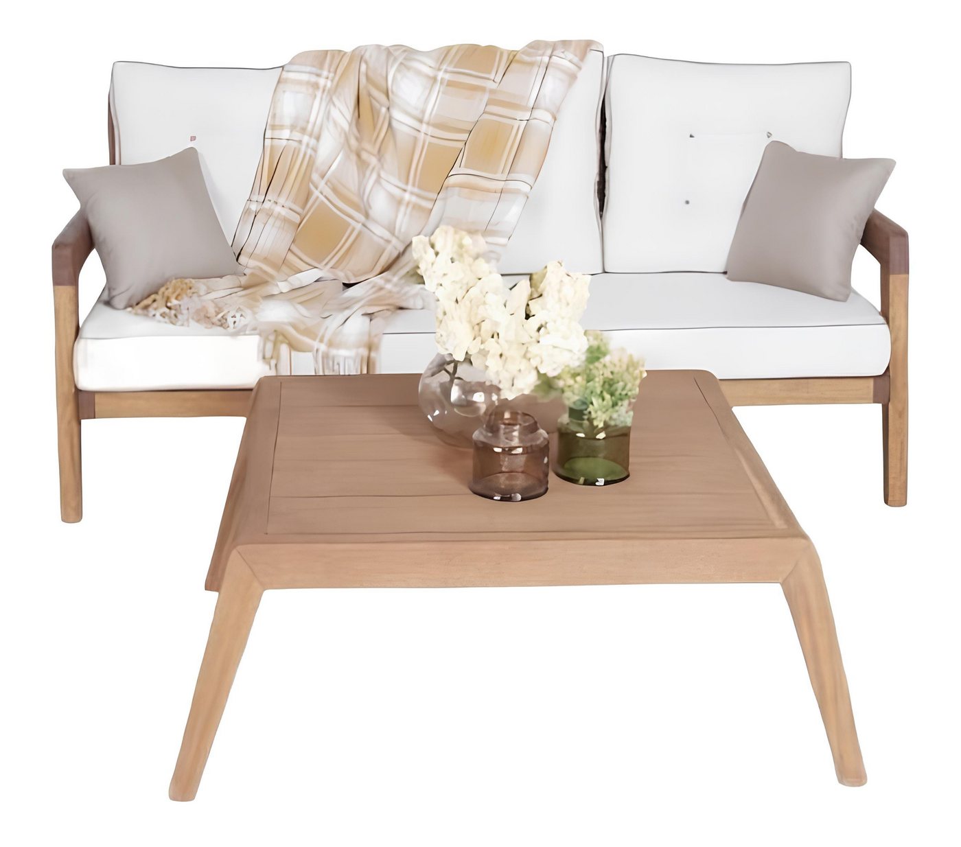 JVmoebel Gartenlounge-Set Gartenmöbel Sofa 3 Sitzer Moderne Couchtisch Designer Sitzmöbel, (2-tlg., 2tlg Gartenmöbel Set (Sofa 3 Sitzer + Couchtisch), Made in Europa von JVmoebel