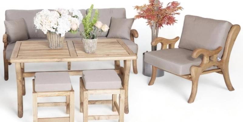 JVmoebel Gartenlounge-Set Gartenmöbel Sofagarnitur Esstisch Sessel Terrasse Sitzgruppen Sofa, (3-tlg., 3tlg Gartenmöbel Set (Sofa 3 Sitzer + Sessel + Esstisch), Made in Europa von JVmoebel