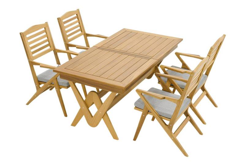 JVmoebel Gartenlounge-Set Hochwertige Outdoor Sitzgarnitur Picknick Tisch Holz 6x Stühle 7tlg, (Garten-Esszimmermöbel (Esstisch + 4 Stühle), Made in Europa von JVmoebel