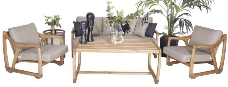JVmoebel Gartenlounge-Set Moderne Gartenmöbel Set Sofagarnitur 3+1+1 Sitzer Designer Esstisch, (4-tlg., 4tlg Gartenmöbel Set (Sofa 3 Sitzer + 2x Sessel + Esstisch), Made in Europa von JVmoebel