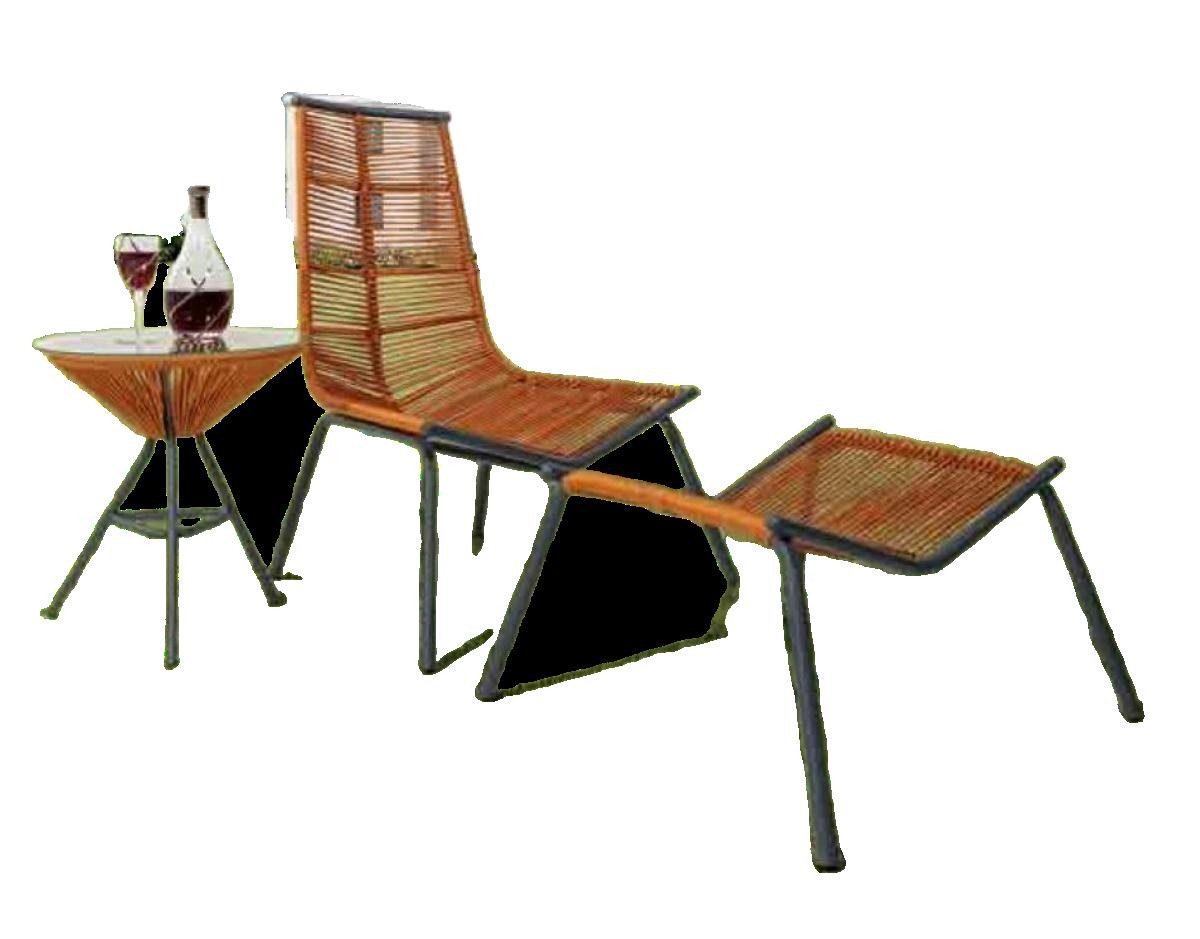 JVmoebel Gartenlounge-Set Set für Ihren Garten Besteht aus Sessel Hocker und Beistelltisch, (3-tlg., Sessel/Hocker/Beistelltisch), Made in Europa von JVmoebel