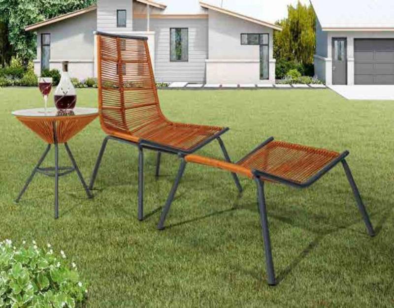 JVmoebel Gartenlounge-Set Set für Ihren Garten Besteht aus Sessel Hocker und Beistelltisch, (3-tlg., Sessel/Hocker/Beistelltisch), Made in Europa von JVmoebel