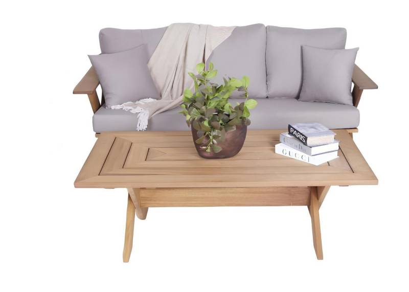 JVmoebel Gartenlounge-Set Sitzmöbel Gartenmöbel Sofa 3 Sitzer Holz Couchtisch Möbel, (2-tlg., 2tlg Gartenmöbel Set (Sofa 3 Sitzer + Couchtisch), Made in Europa von JVmoebel