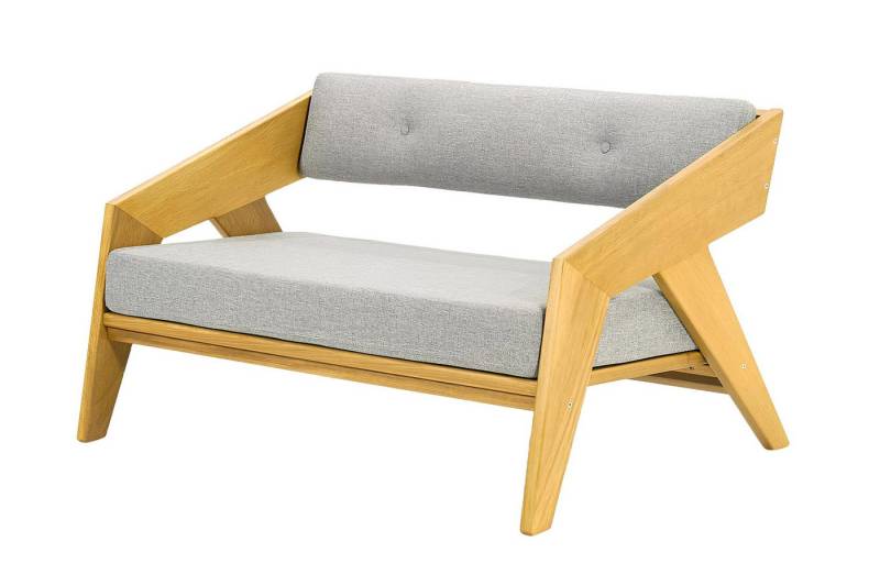 JVmoebel Bank Hellbeige Gartenbank Holzbank Polsterkissen Outdoot Luxuriöse, Made in Europa von JVmoebel