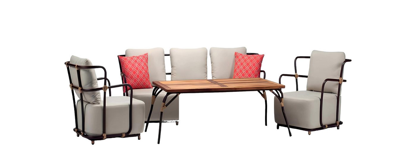 JVmoebel Gartensofa Rattanmöbel Garnitur Gartenlounge Sofagarnitur Loungemöbel, Made in Europa von JVmoebel