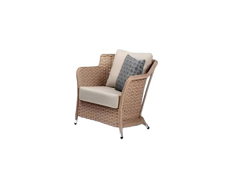 JVmoebel Gartenstuhl Sessel Design Couch Sofa Relax Beige Rattan Lounge Club Polster Sitzer (1 St), Made in Europa von JVmoebel